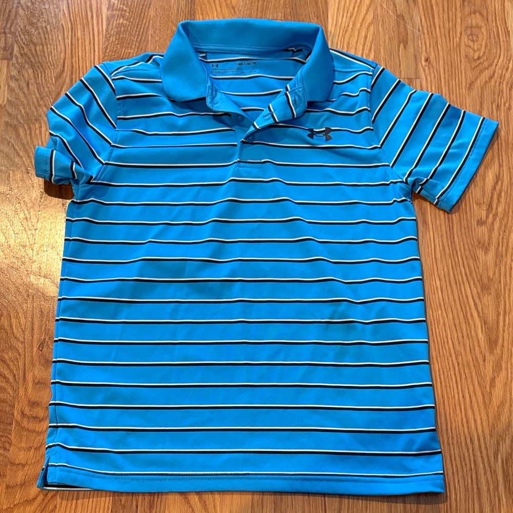 Under Armour Kids Polo in Blue with White Stripes
